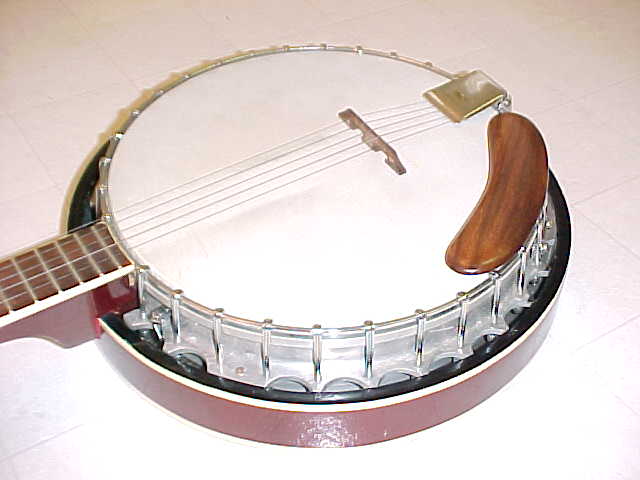 Epiphone banjo with eagle store on back